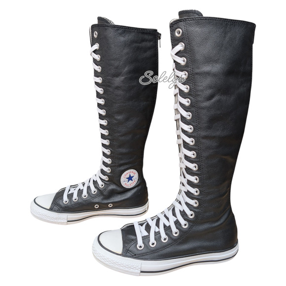 Converse 2010 XXHI Black Leather Lace Up Zip Back Sneaker Boot Womens 6 RARE - Picture 3 of 13